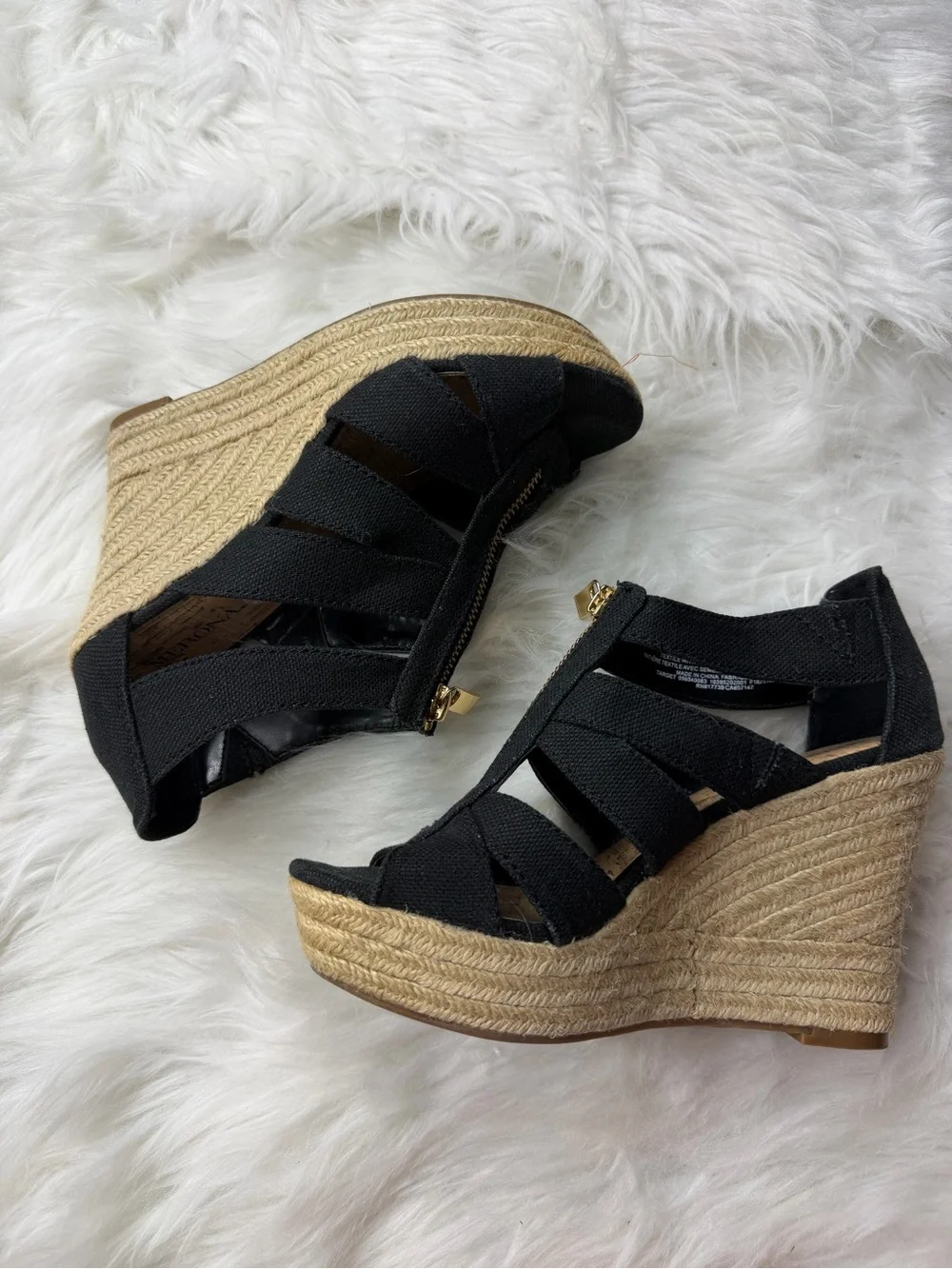 Black Strapy Wedge Sandals